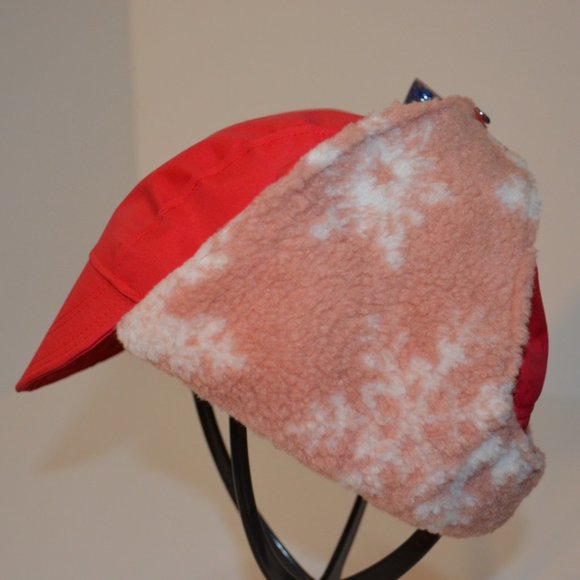 Homemade Musher Hat Red Waterproof Nylon Upper Shell Pink Fleece Inner Shell OS - Picture 6 of 9